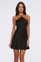 Wink This Way Satin Mini Dress Black