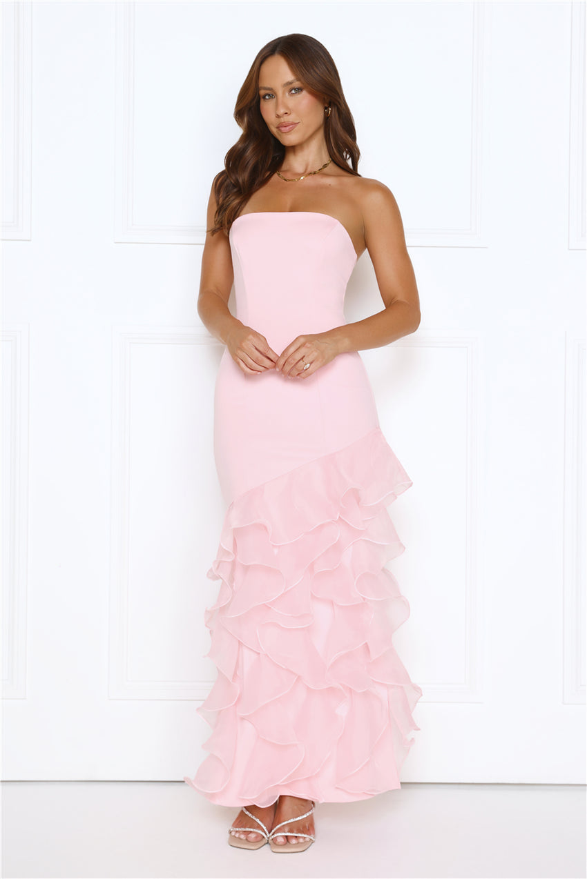 Lullaby Glow Strapless Maxi Dress Pink
