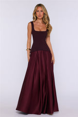 Toast To You Satin Maxi Dress Chocolate