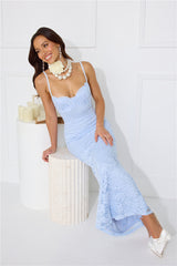 Soft Sweet Lace Maxi Dress Blue