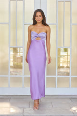 Cotton Candy Kisses Strapless Satin Maxi Dress Purple