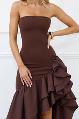Extravagant Events Strapless Maxi Dress Brown