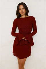 Without Limits Mesh Mini Dress Burgundy