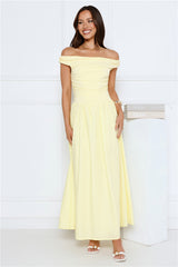 Camellia Charm Off Shoulder Maxi Dress Yellow