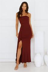 Sunshine Shuffle Strapless Maxi Dress Burgundy