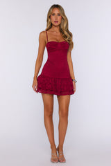 Love In Motion Lace Mini Dress Red