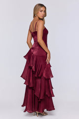 Peachy Glow Maxi Dress Wine