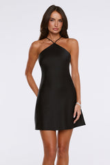 Wink This Way Satin Mini Dress Black
