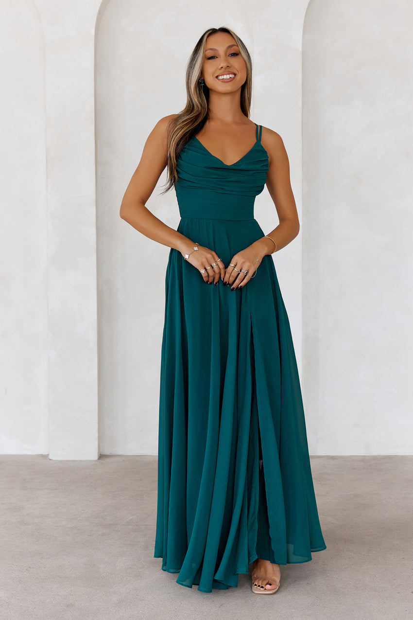 Frosted Bloom Maxi Dress Green