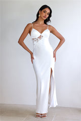 Goddess Of Dawn Satin Maxi Dress White