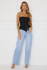 Flirty Game Strapless Mesh Top Black