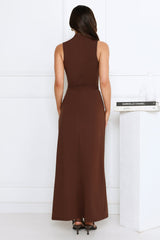 Radiant Petal Maxi Dress Brown