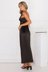 That Girl Theory Satin Maxi Dress Black