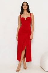 Velvet Kiss Midi Dress Red