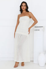 Beach Shimmer Strapless Knit Midi Dress Cream