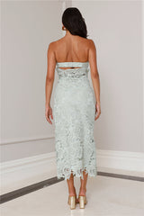 Timeless Classic Strapless Lace Maxi Dress Sage