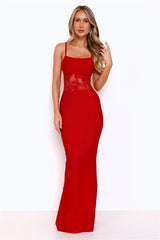 Eyes On The Prize Bandage Glitter Maxi Dress Red