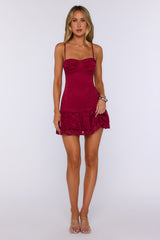 Love In Motion Lace Mini Dress Red
