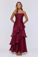 Peachy Glow Maxi Dress Wine