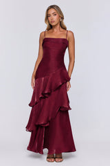 Peachy Glow Maxi Dress Wine