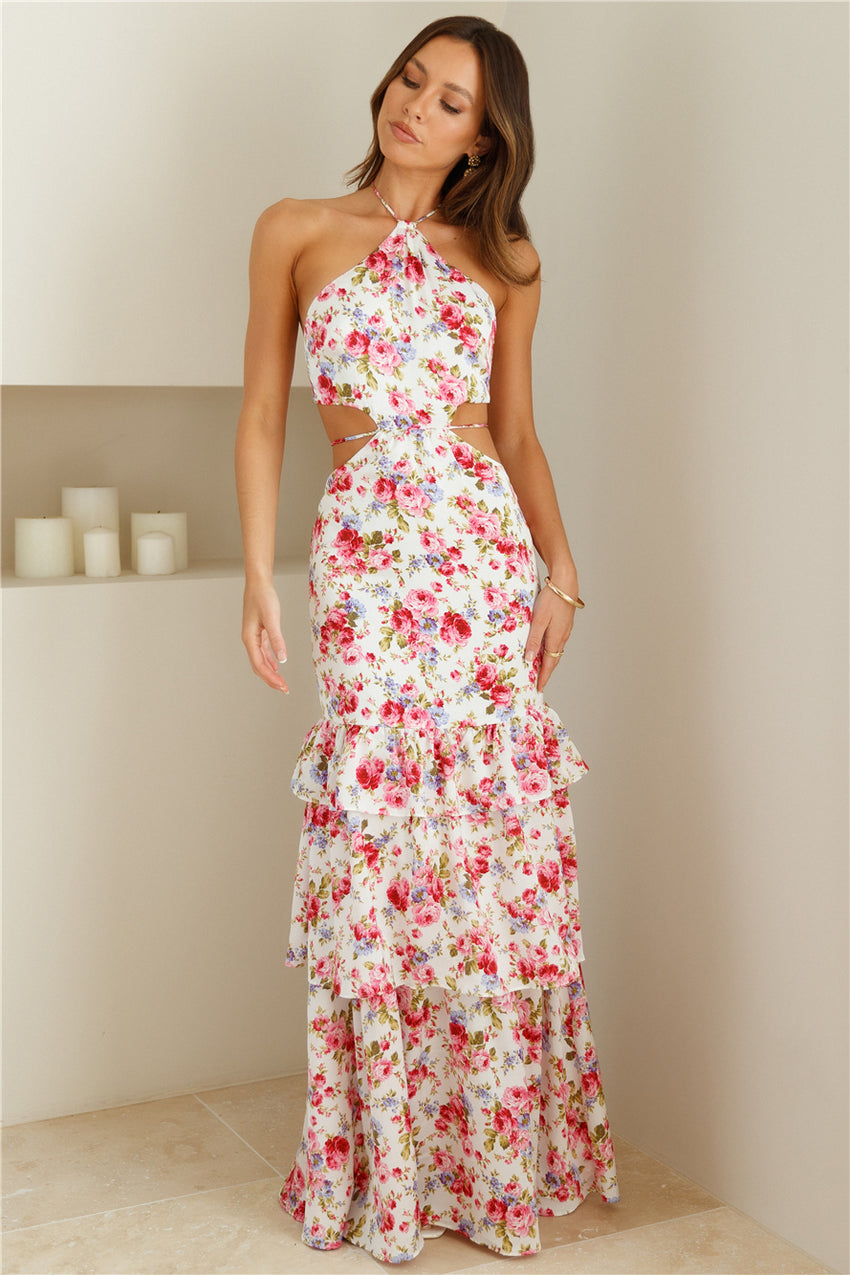 HELLO MOLLY Pure Serenity Halter Maxi Dress Pink